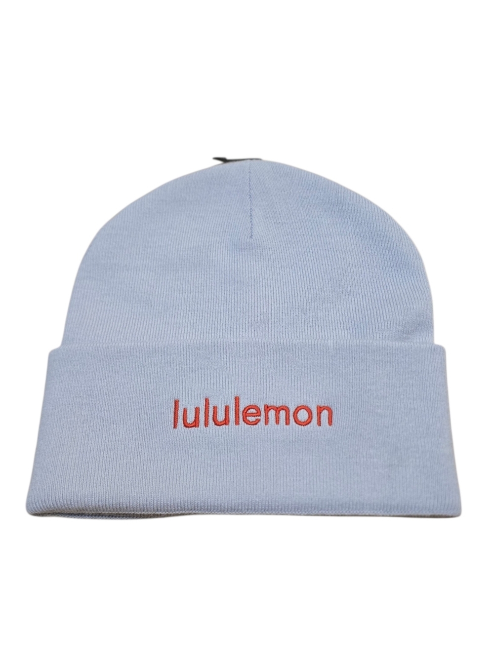 lululemon Warm Revelation Beanie in Serene Blue with Orange Logo